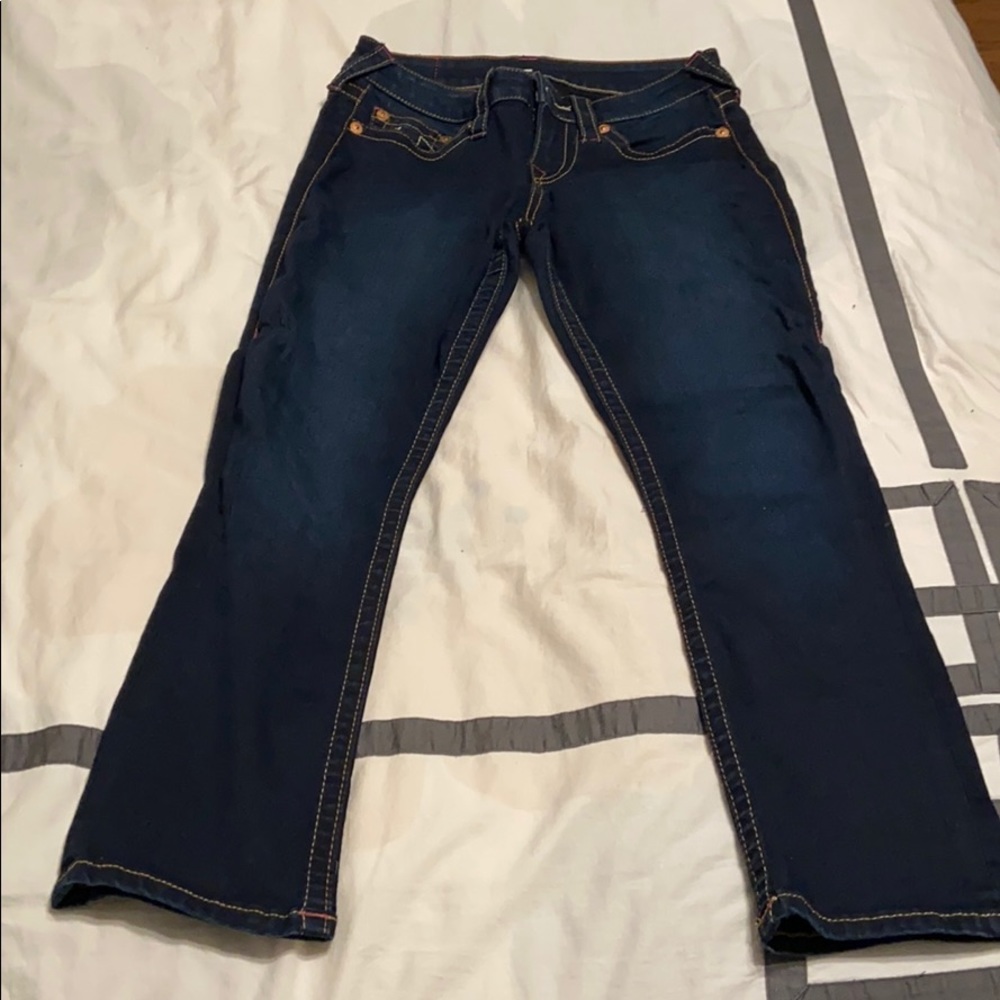 True Religion Dark Wash Capri Jeans